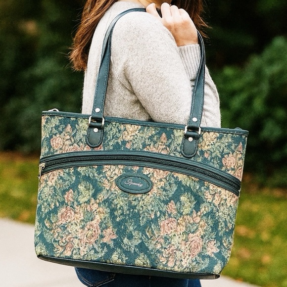 Vintage Skyway Floral Tapestry Travel Tote Bag Carry-On Weekender Shoulder Bag - Picture 1 of 13